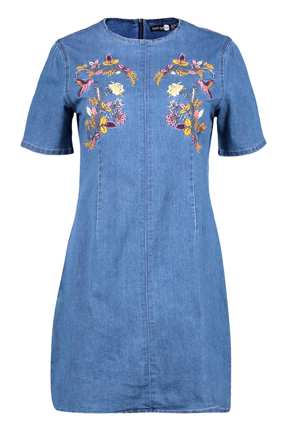 Robe jean brodée top